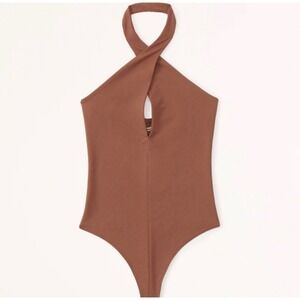 NWT** Abercrombie Fitch Soft A&F Halter Double Layered Seamless  Cutout Bodysuit